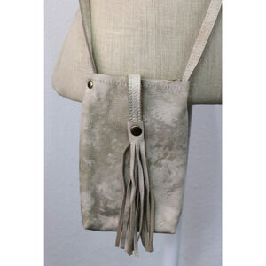 Beaudin Leather Crossbody Purse Tan & Gold w/ Tassel Small